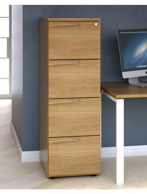 Office Storage Oak Filing Cabinet 4 Drawer TES4FCNO by TC - enlarged view