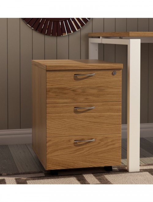 Office Storage Oak 3 Drawer Mobile Pedestal TESMP3NO by TC