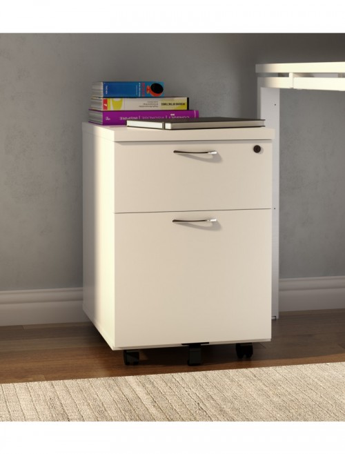 Office Storage White 2 Drawer Mobile Pedestal TESMP2WH by TC - enlarged view