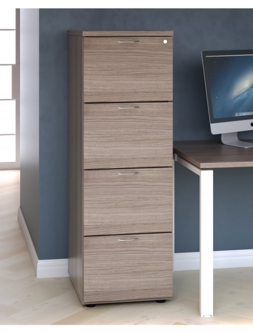 Office Storage Grey Oak Filing Cabinet 4 Drawer TES4FCGO by TC - enlarged view