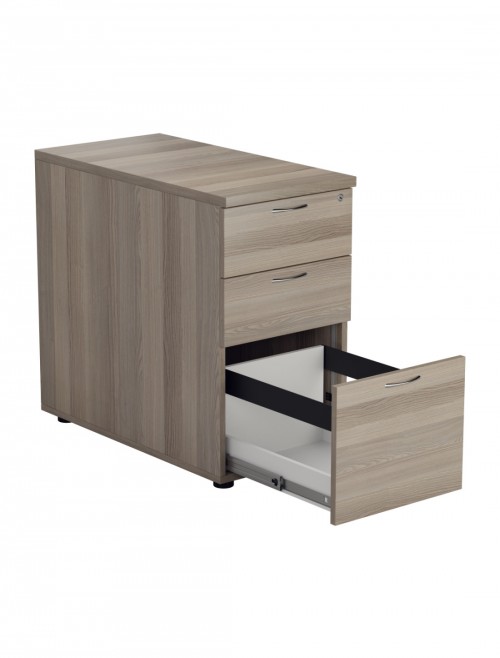 Office Storage Grey Oak 3 Drawer Desk High Pedestal TESDHP3/800GO by TC - enlarged view