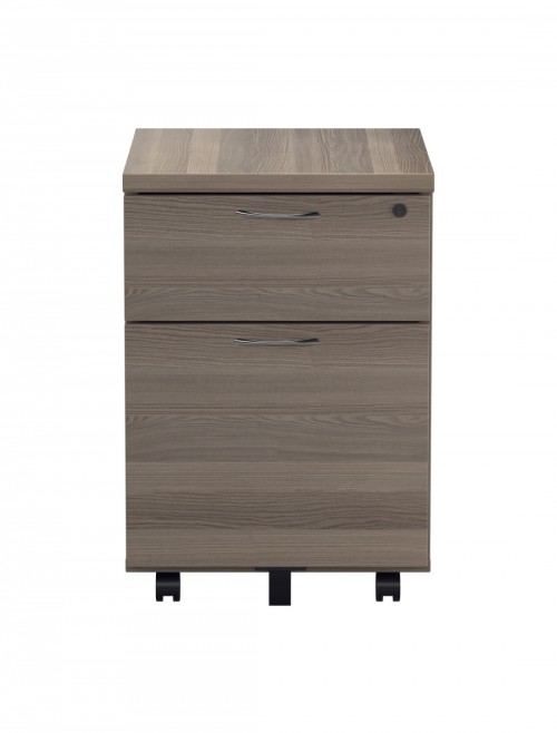 Office Storage Grey Oak 2 Drawer Mobile Pedestal TESMP2GO by TC - enlarged view