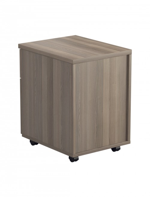 Office Storage Grey Oak 2 Drawer Mobile Pedestal TESMP2GO by TC - enlarged view