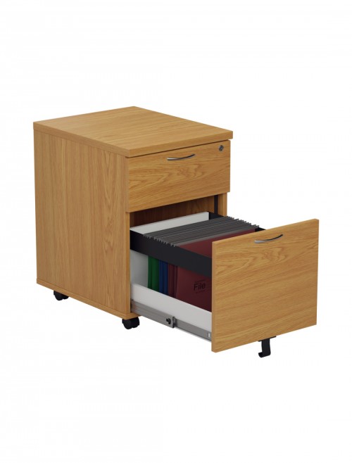 Office Storage Oak 2 Drawer Mobile Pedestal TESMP2NO by TC - enlarged view