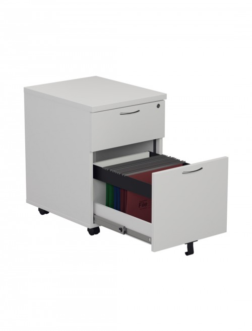 Office Storage White 2 Drawer Mobile Pedestal TESMP2WH by TC - enlarged view