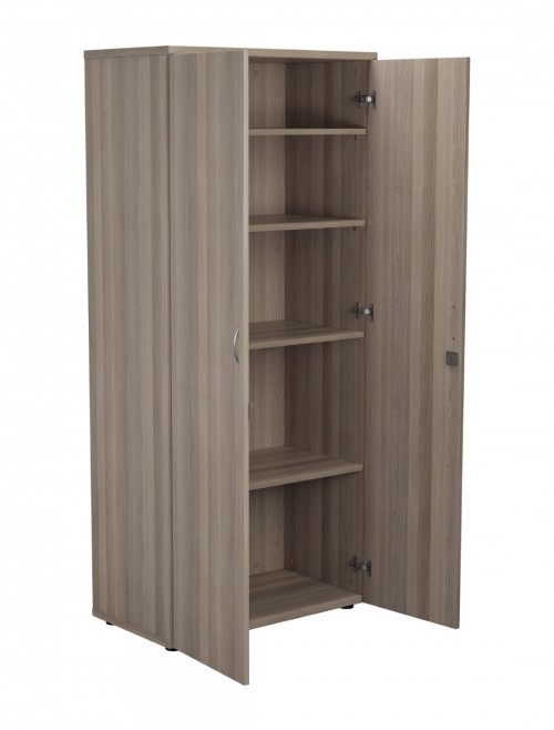 Office Cupboard Grey Oak 1800mm Tall Office Storage Cupboard WDS1845CPGO by TC - enlarged view