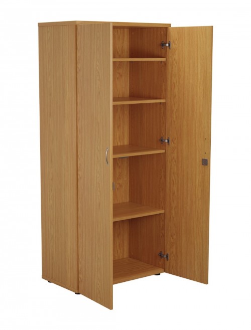 Office Cupboard Oak 1800mm Tall Storage Cupboard WDS1845CPNO 121   Wikzeens Wds1845cpok Front 45 Open 