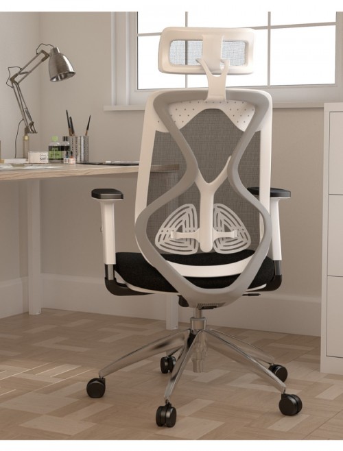 Office Chairs - Maldini High Back Mesh Office Chair CH0782WH - enlarged view