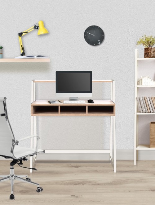 Home Office Desk Oak Vienna Home Workstation BDW/I203/WH-OK by Eliza Tinsley - Nautilus - enlarged view