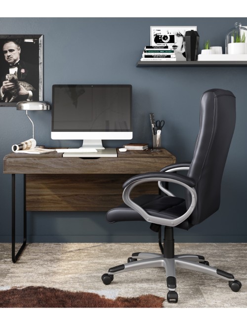 Office Chair Black Hampton Leather Office Chair AOC6241BLK by Alphason - enlarged view