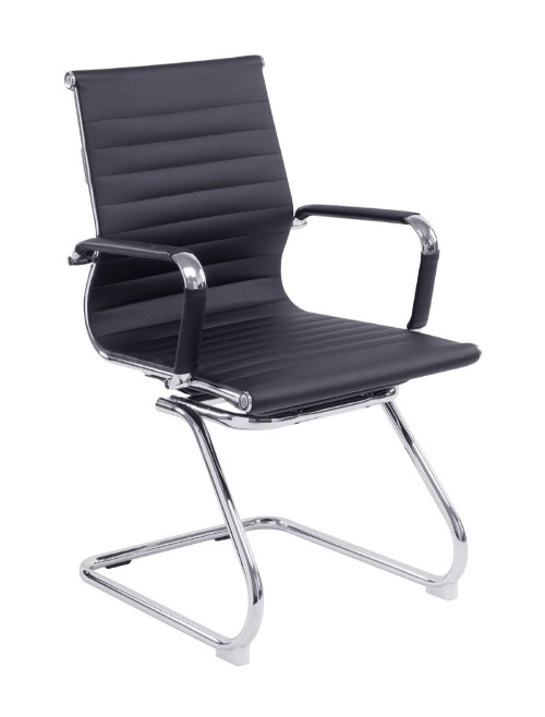 Bonded Leather Visitor Chair Black Aura Cantilever Office Chair BCL/8003AV/BK by Eliza Tinsley - enlarged view