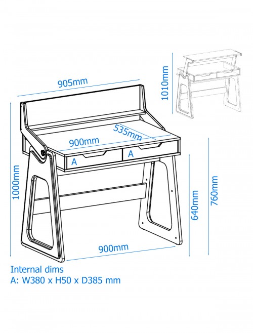 Home Office Desk White and Oak Palmer Computer Desk AW3622 by Alphason - enlarged view