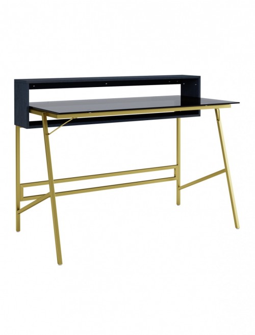 Home Office Desk Black and Gold Morgan Computer Desk AW21924 by Alphason - enlarged view