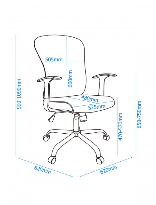 Mesh Office Chair Blue Tampa Computer Chair AOC8141BLU by Alphason - enlarged view