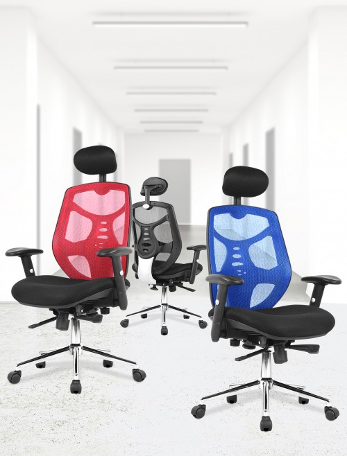 Mesh Office Chair Black Polaris Executive Chair with Headrest BCM/K113/BK by Eliza Tinsley - enlarged view