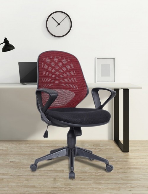 Mesh Office Chair Red Lattice Operators Chair BCM/K116/RD by Eliza Tinsley