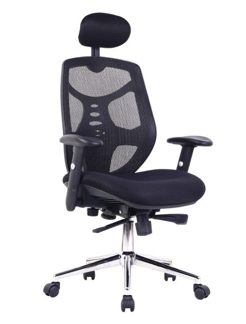 Mesh Office Chair Black Polaris Executive Chair with Headrest BCM/K113/BK by Eliza Tinsley