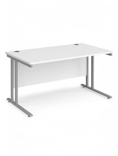 White Office Desk 1400mm Maestro and 2 Drawer Storage Pedestal Bundle SBS214WH by Dams - enlarged view