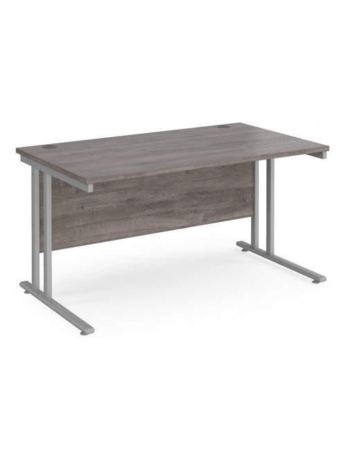 Grey Office Desk 1400mm Maestro and 2 Drawer Storage Pedestal Bundle SBS214GO by Dams - enlarged view