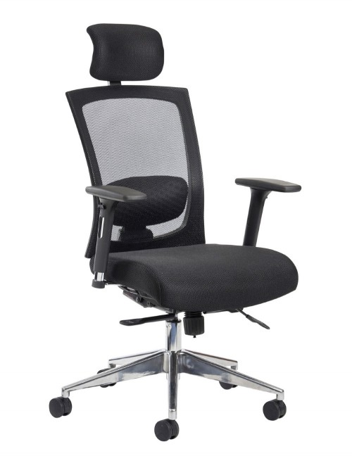 Mesh Office Chair Black Gemini Task Operators Chair with Headrest GEM302K2 by Dams - enlarged view