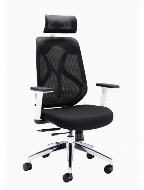 Office Chairs - Maldini High Back Mesh Office Chair CH0782WH - enlarged view