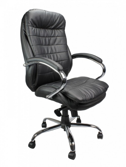 Office Chair Black Leather Faced Santiago Executive Armchair 618KTAG/LBK by Eliza Tinsley - enlarged view