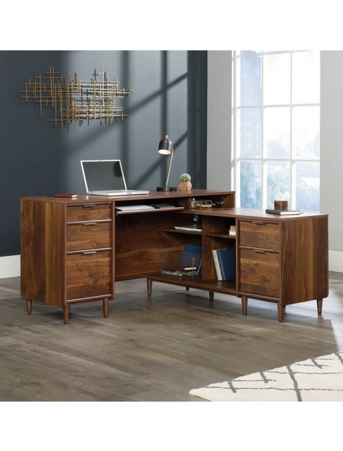 Home Office Desks Clifton Place Walnut L-Shaped Desk 5421120 by Teknik - enlarged view