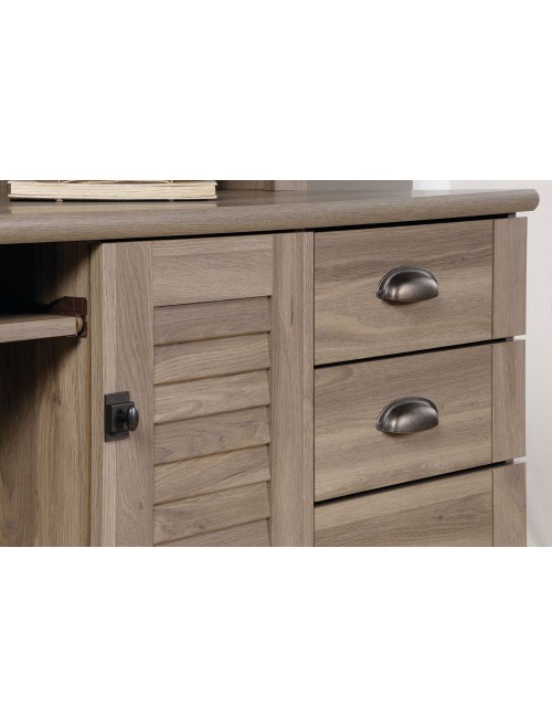 Home Office Desks Louvre Salt Oak Desk with Hutch 5415109 by Teknik - enlarged view