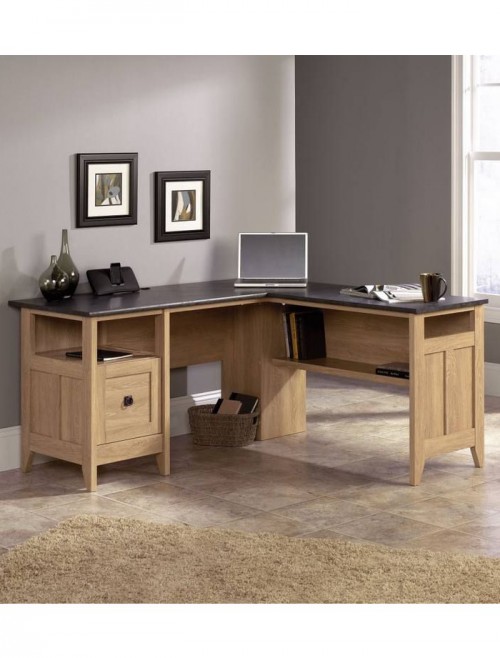 Home Office Desks Dover Oak Home Study L-Shaped Desk 5412320 by Teknik - enlarged view