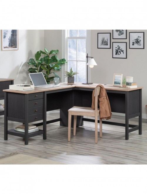 Home Office Desks Shaker Style L-Shaped Desk Raven Oak 5431264 by Teknik - enlarged view