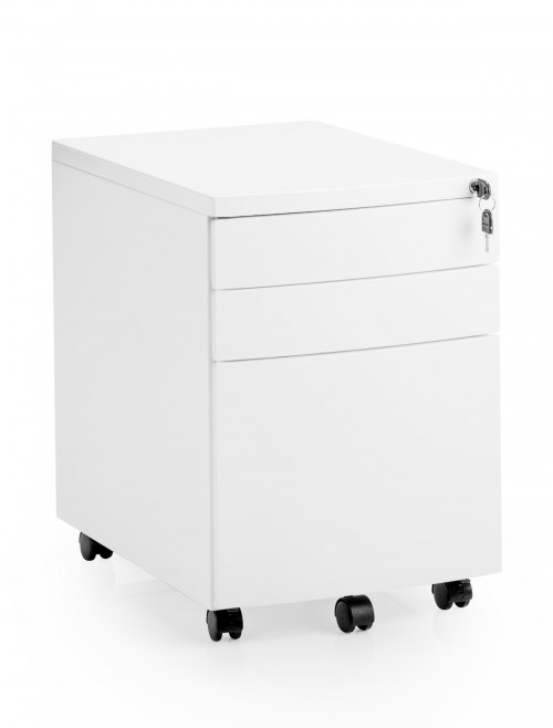 Office Storage 3 Drawer Steel Mobile Pedestal White I000726 by Dynamic