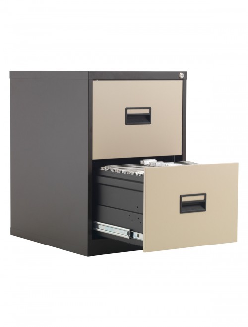 Talos Metal Filing Cabinet 2 Drawer Coffee Cream TCS2FC-CC by TC Office - enlarged view