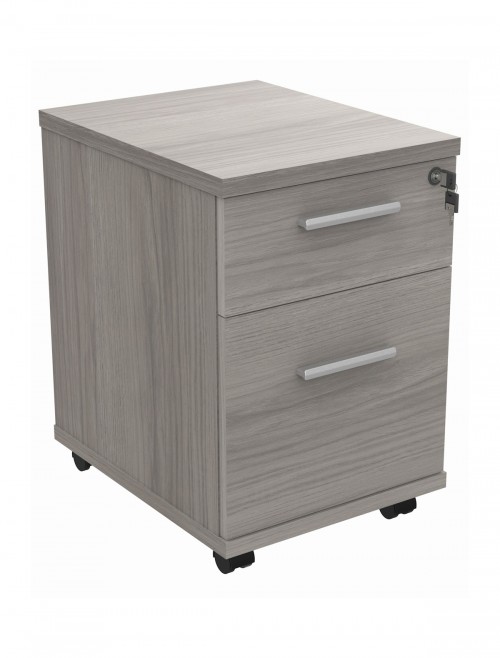 TC Core 1400mm Straight Desk Alaskan Grey Oak and Mobile Pedestal Bundle COREBUNDU1480GOAKSV2 - enlarged view