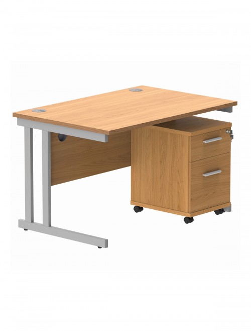 TC Core 1200mm Straight Desk Norwegian Beech and Mobile Pedestal Bundle COREBUNDU1280BCHSV2 - enlarged view