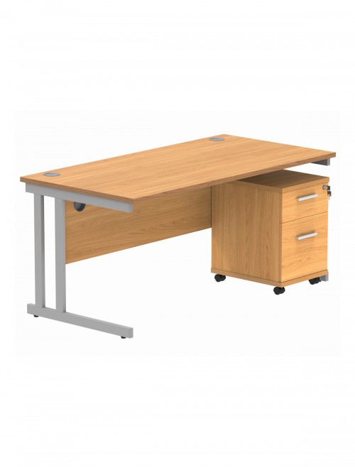 TC Core 1600mm Straight Desk Norwegian Beech and Mobile Pedestal Bundle COREBUNDU1680BCHSV2 - enlarged view