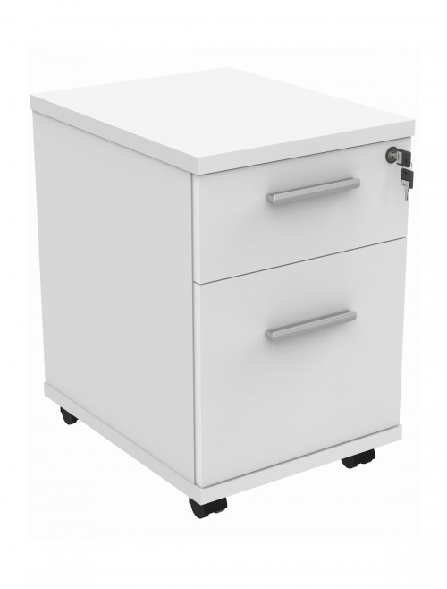 TC Core 1200mm Straight Desk Arctic White and Mobile Pedestal Bundle COREBUNDU1280WHTSV2 - enlarged view