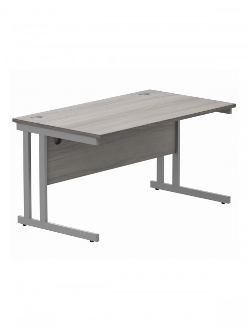 TC Core 1400mm Straight Desk Alaskan Grey Oak and Mobile Pedestal Bundle COREBUNDU1480GOAKSV2 - enlarged view