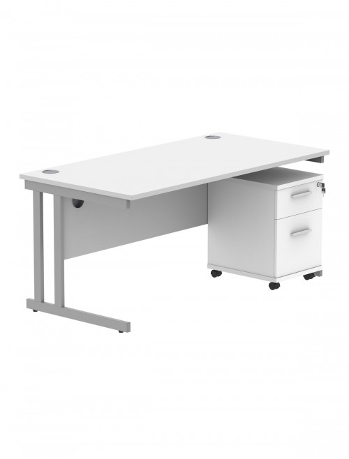 TC Core 1600mm Straight Desk Arctic White and Mobile Pedestal Bundle COREBUNDU1680WHTSV2 - enlarged view