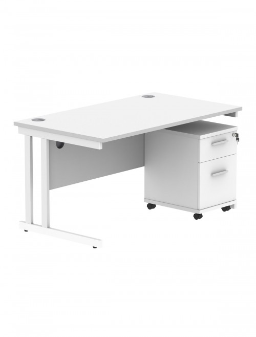 TC Core 1400mm Straight Desk Arctic White and Mobile Pedestal Bundle COREBUNDU1480WHTSV2 - enlarged view