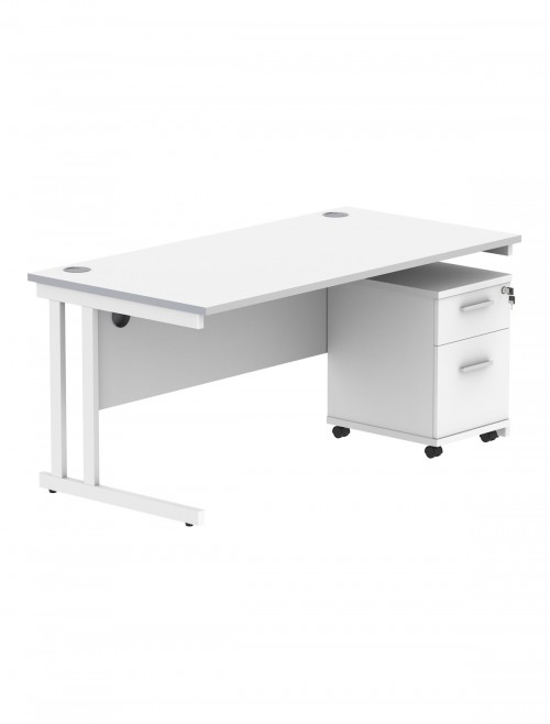 TC Core 1600mm Straight Desk Arctic White and Mobile Pedestal Bundle COREBUNDU1680WHTSV2 - enlarged view