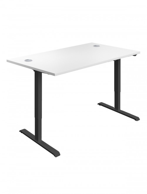 Standing Desk White Height Adjustable Desk 1400mm Wide ECSM1480CPWH by TC Office - enlarged view