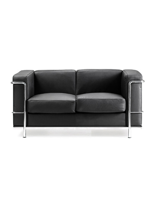 Reception Sofa Black Belmont Two Seater Sofa Leather Faced BSL/X201/BK by Eliza Tinsley Nautilus - enlarged view