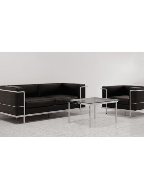 Reception Sofa Black Belmont Two Seater Sofa Leather Faced BSL/X201/BK by Eliza Tinsley Nautilus - enlarged view