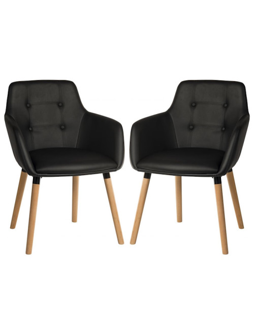 Reception Seating Pair of 4 Legged Reception Chairs Black PU 6929 by Teknik - enlarged view