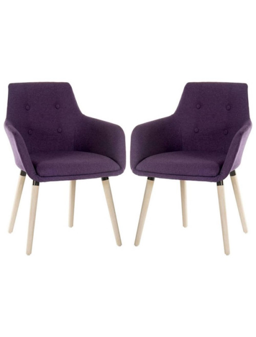 Reception Seating Pair of 4 Legged Reception Chairs Plum 6929 by Teknik