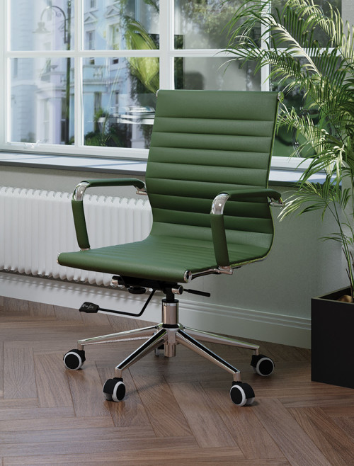 Bonded Leather Office Chair Forest Green Aura Medium Back BCL/8003/FGN by Eliza Tinsley Nautilus