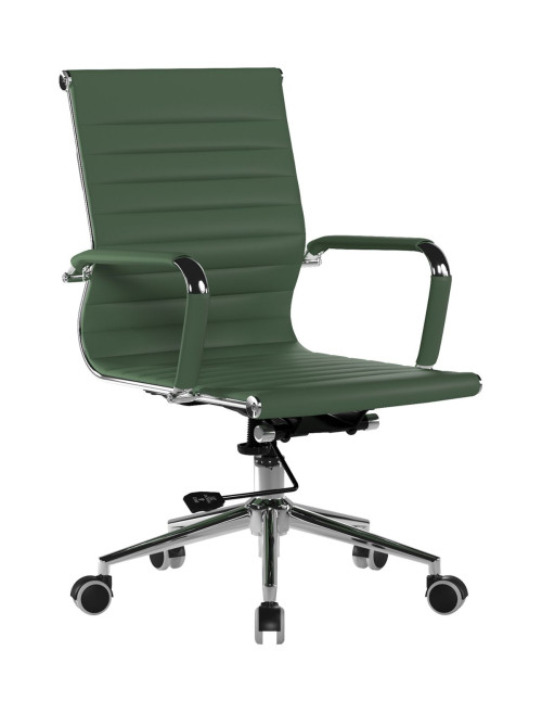 Bonded Leather Office Chair Forest Green Aura Medium Back BCL/8003/FGN by Eliza Tinsley Nautilus - enlarged view