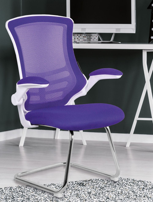 Mesh Visitor Chair Purple Luna Reception Chair BCM/L1302V/WH-PL by Eliza Tinsley