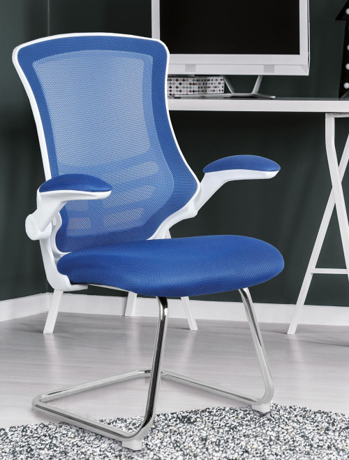 Mesh Visitor Chair Luna Blue Reception Chair BCM/L1302V/WH-BL by Eliza Tinsley