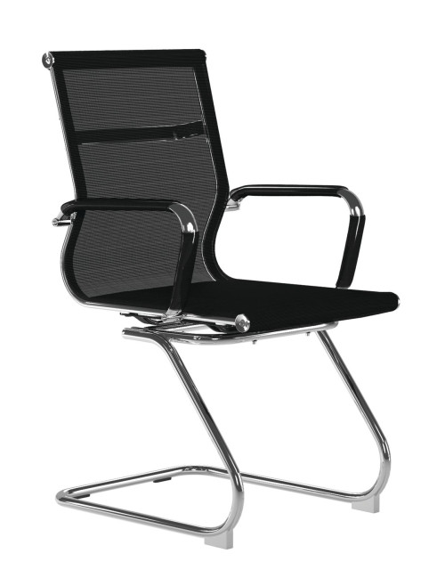 Mesh Visitor Chair Aura Cantilever Black Mesh Chair BCM/8003AV/BK by Nautilus